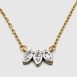 New Freida Rothman Two-Tone Marquise Station Sterling Silver Necklace